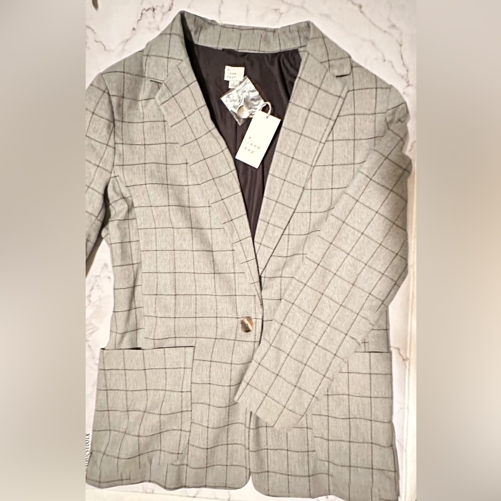 Grey Window Pane Blazer NWT!